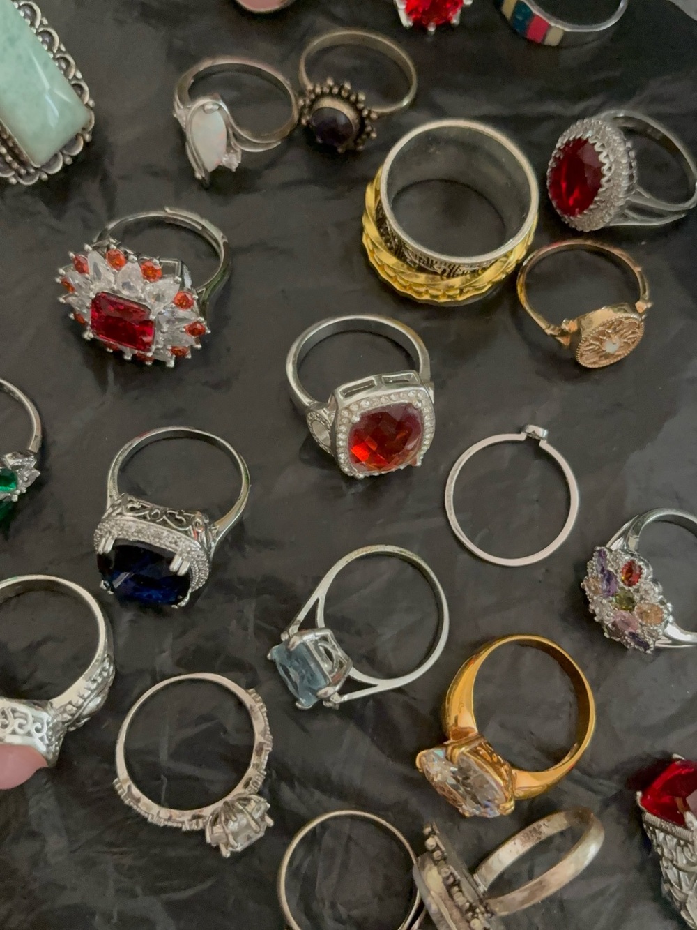:30 + rings, all colors. Silver tone , gold tone , pearls etc